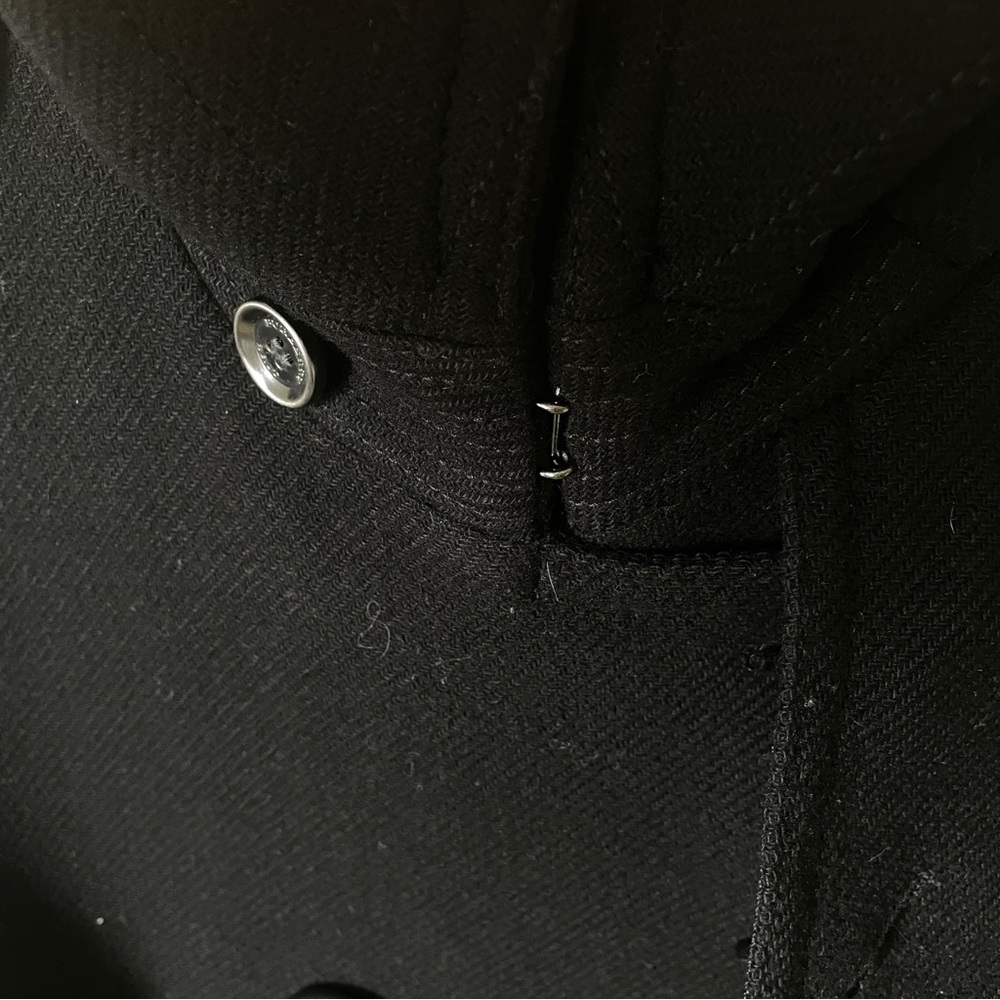 BURBERRY BRIT Luxury Wool Black Cashmere Trench Coat Jacket Structural Carcoat - Picture 4 of 16